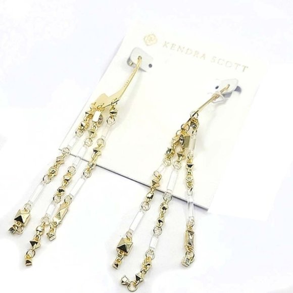 Kendra Scott Gold Corza Statement Earrings - Picture 3 of 8